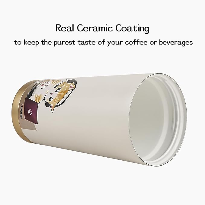 Funkrin Coffee Travel Mug with Flip Lid, 16oz Insulated Tumbler Cup with Ceramic Coating, Double Wall Vacuum Leak-Proof Tumbler for Office School Party Camping - Image 2