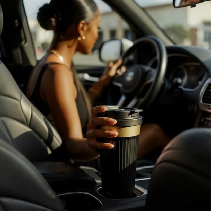 Vacuum Insulated Stainless Steel Travel Coffee Mug,Leak Proof Cup with Lid | 304 stainless steel mug with vacuum insulation, leak proof lid, silicone grip and car cup holder friendly design - Image 6