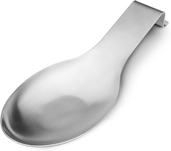 VanlonPro Stainless Steel Spoon Rest, Spatula Ladle Holder, Stainless Steel Utensil Spoon Rest Holder, Brushed Finish, Dishwasher Safe 9.8 x 3.7 Inch (Silver 1PC) by VanlonPro