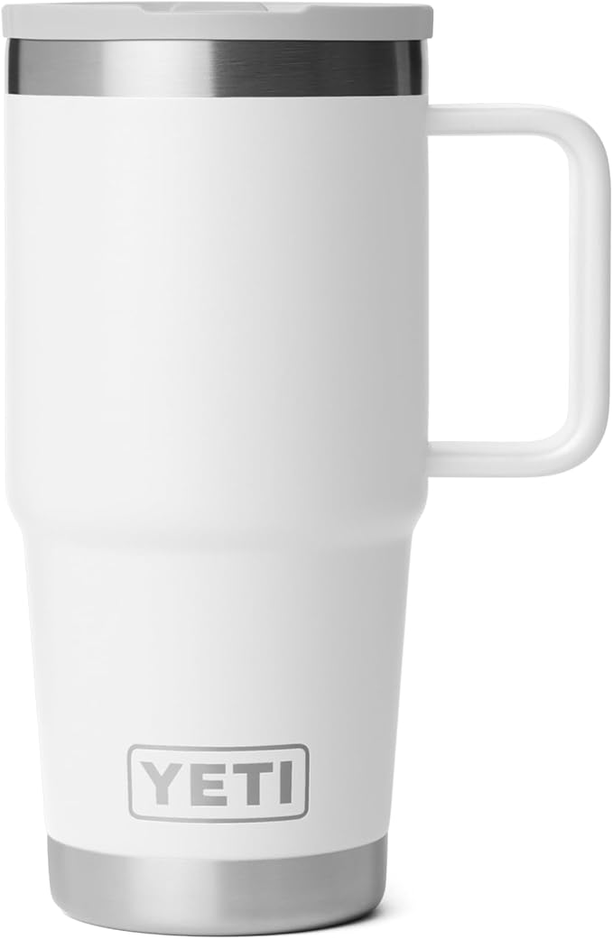 YETI Rambler 20 oz Travel Mug with Flip Straw Lid – Stainless Steel, Vacuum Insulated, Leakproof, Cup Holder Friendly, White by YETI