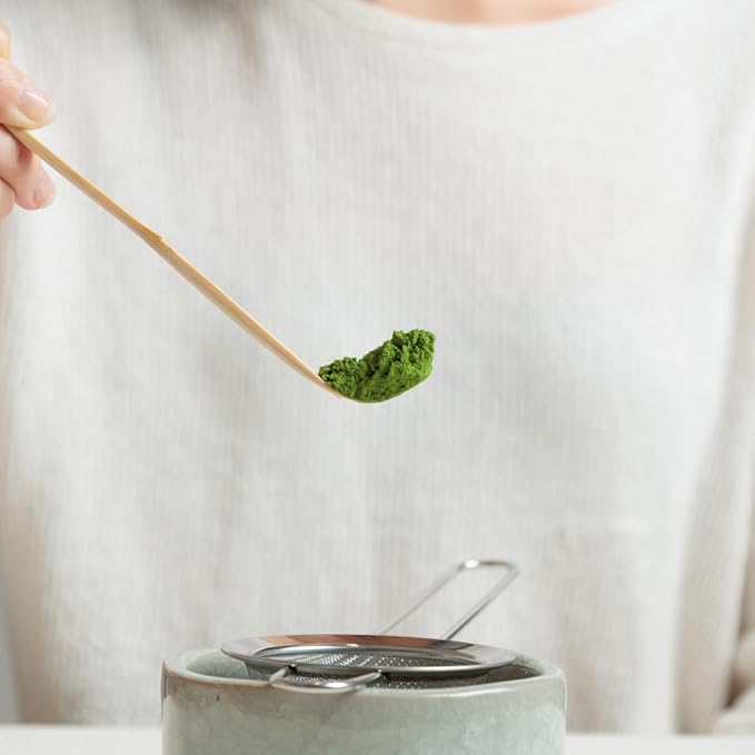 Naoki Matcha Complete Matcha Tea Ceremony Set - Includes: Bamboo Matcha Whisk & Bamboo Tea Scoop, Large Stainless Steel Sifter, Black Stoneware Bowl with Spout