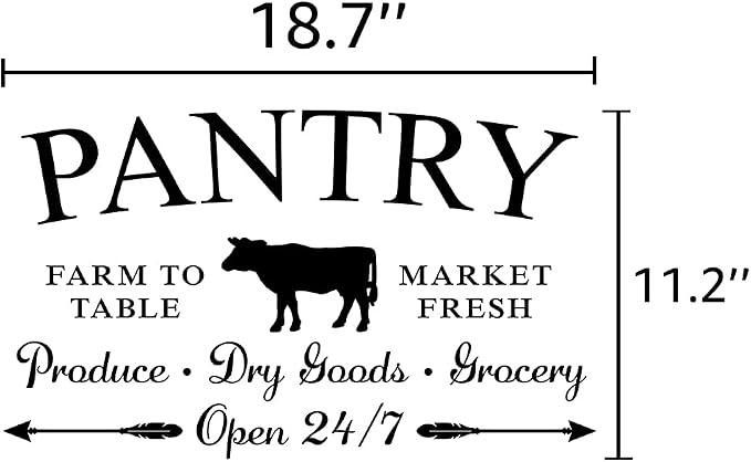 Pantry Sign Wall Decor Sticker - Pantry Wall Decor for Kitchen Farmhouse Door Sign for Kitchen Home, Waterproof Vinyl Food Storage Decals for House Area(18.7''×11.2'') | Door Sign for Kitchen Home, Waterproof Vinyl Food Storage Decals for House Area(18... - Image 2