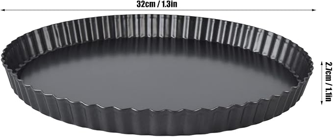 Tart Pan, Nonstick Carbon Steel Quiche Pan with Removable Bottom, Deep Baking Dish for Pies Cakes and Quiches, Easy Release and Cleanup for Home Bakers ([Thickened] 13-inch live bottom pie - Image 5