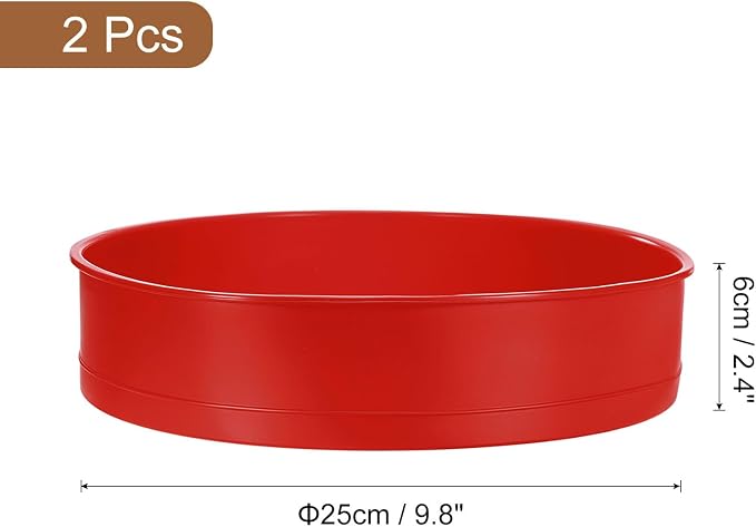 UXCELL 2-Piece Round Cake Pans, 9.8-Inch Silicone Molds for Baking, Nonstick & Quick Release Circle Pans for Layer, Smash & Cheese Cakes - Dark Red - Image 2