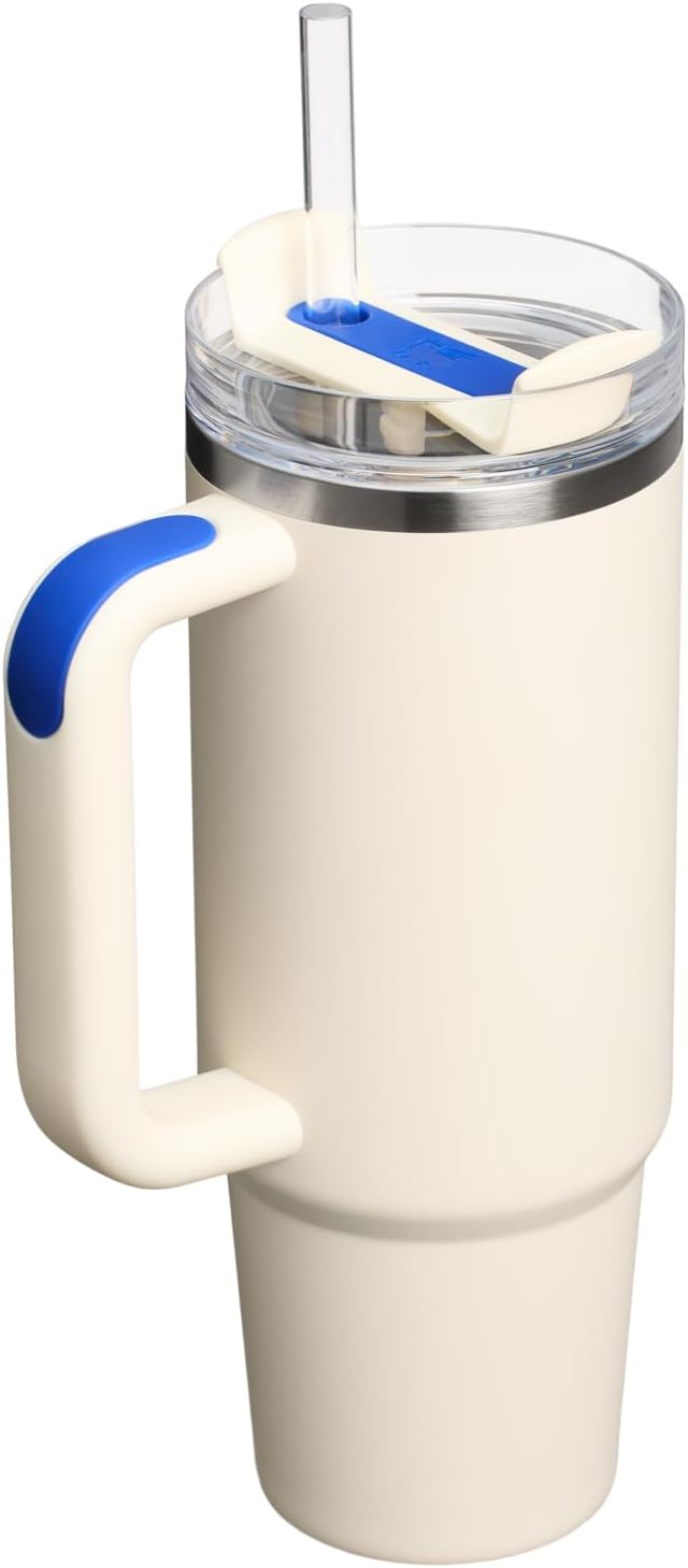 STANLEY Quencher H2.0 Flow State Tumbler, 30 oz, Cream Royal | Handle and Straw | 3-Position Lid | Cup Holder Compatible for Travel | Insulated Stainless Steel Cup | BPA-Free - Image 3