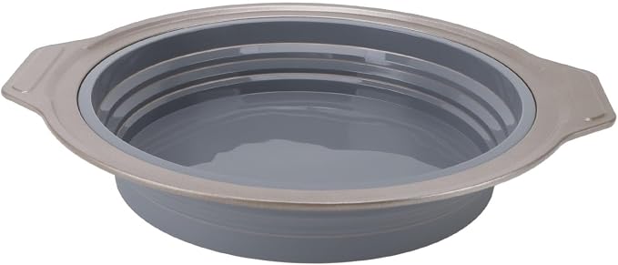 Silicone Cake Pan, Foldable Cake Pan Press Type Quick Release Heat for Layer Cake (Grey) by Focket