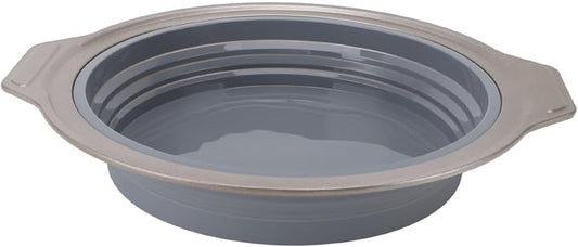 Silicone Cake Pan, Foldable Cake Pan Press Type Quick Release Heat for Layer Cake (Grey) by Focket
