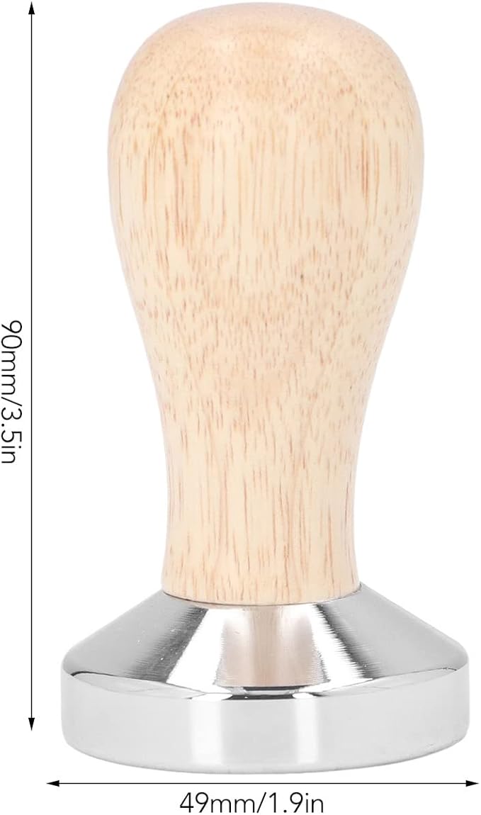 49mm Coffee Tamper, Stainless Steel Espresso Tamper Coffee Press Tool with Wooden Handle Espresso Machines Accessory