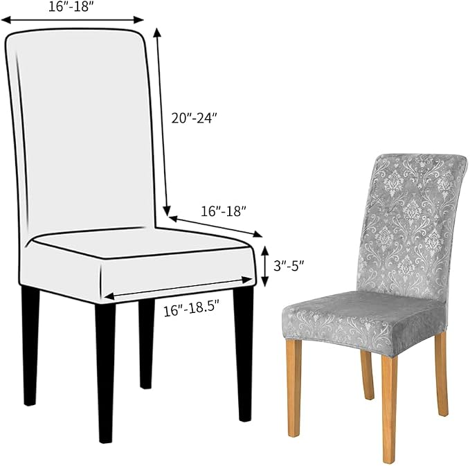 FORCHEER Chair Covers for Dining Chairs Set of 4,Velvet Light Grey Stretch Dining Room Chair Cover Kitchen Parsons Chair Slipcovers (Pack of 4, Velvet Light Grey) - Image 5