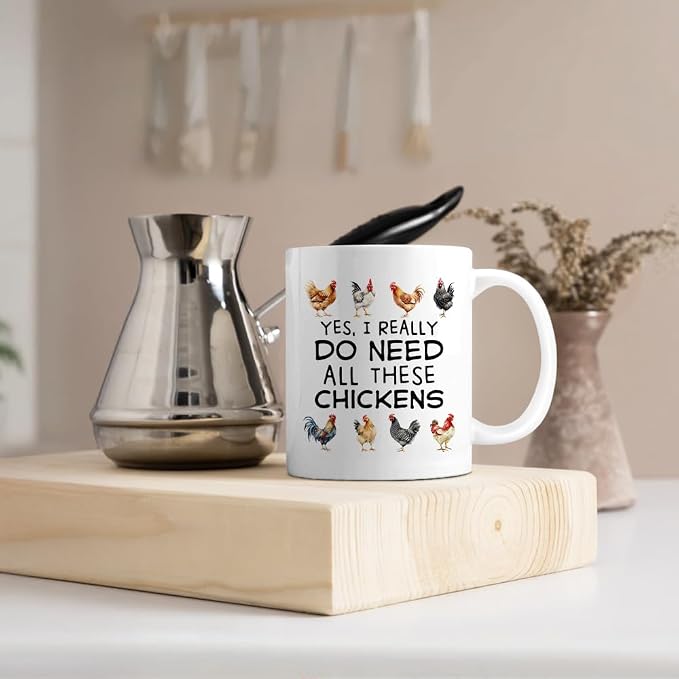 Do Need All These Chickens 11oz Double-Sided Ceramic Mug, Funny Chicken Coffee Mug for Men Women, Farmhouse Coffee Cup for Chicken Lovers, Christmas Thanksgiving Gifts for Farmer Friend Family - Image 4