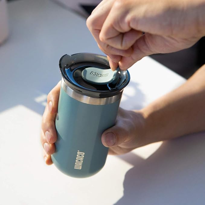 WACACO Octaroma Lungo Vacuum Insulated Coffee Mug, Double-wall Stainless Steel Travel Tumbler With Drinking Lid, 10 fl oz(300ml), Cadet Blue - Image 2