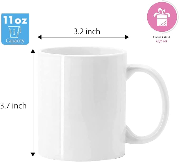 Sublimation Mugs, White Coffee Mugs 11oz Sublimation Coffee Cups AAA Coating Ceramic with Large Handle, Blanks White Mugs Set with Gift Boxes(Set of 36) - Image 2