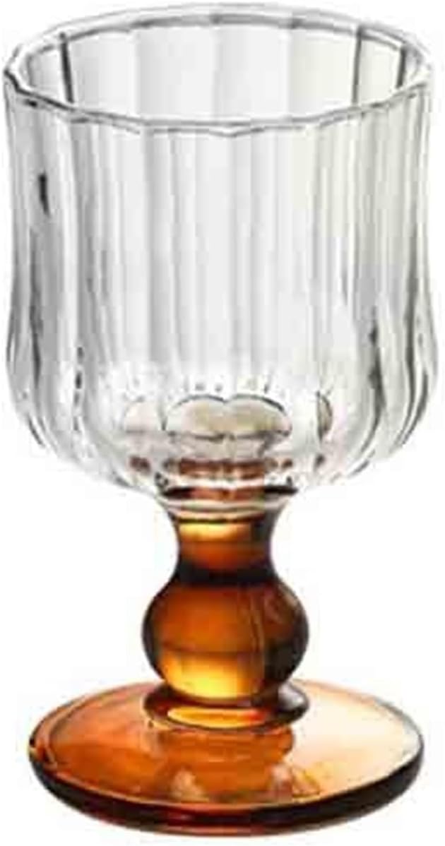 Tea Cup 6 oz Amber Footed Drinking Glasses Embossed Glassware for Cocktails by Unknown