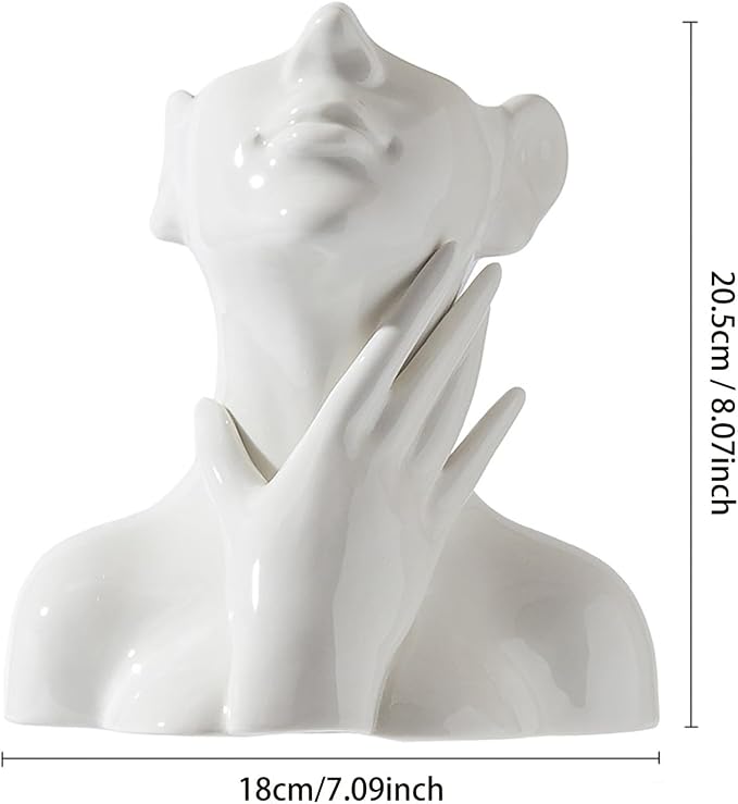 Face Vase,White Flower Vases for Decor,Ceramic Body Vase,Modern Vase for Shelf Dining Table Kitchen Counter Modern Home Decor 6.69'' W X 7.09'' H - Image 5