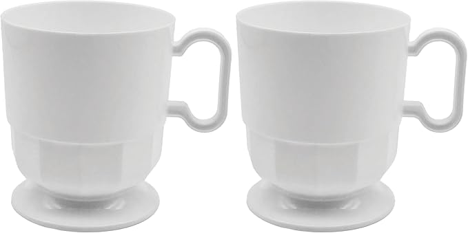 Party Essentials 8-Ounce Hard Plastic Coffee Cup/Tea Mug with Handle, 20-Count, Deluxe White (Pack of 2) by PartyEssentials
