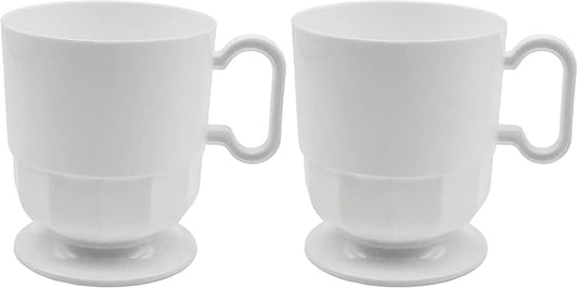 Party Essentials 8-Ounce Hard Plastic Coffee Cup/Tea Mug with Handle, 20-Count, Deluxe White (Pack of 2) by PartyEssentials