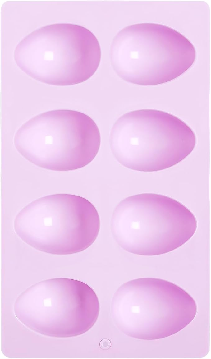 1 Pack Silicone Egg Molds 8 Cavity Easter Silicone Candy Mold 3D Egg-Shaped Silicone Baking Mold for Chocolate, Jello, Mini Cakes, DIY Desserts, Candy, Ice, Pudding, Baking (1, Purple) by Unknown