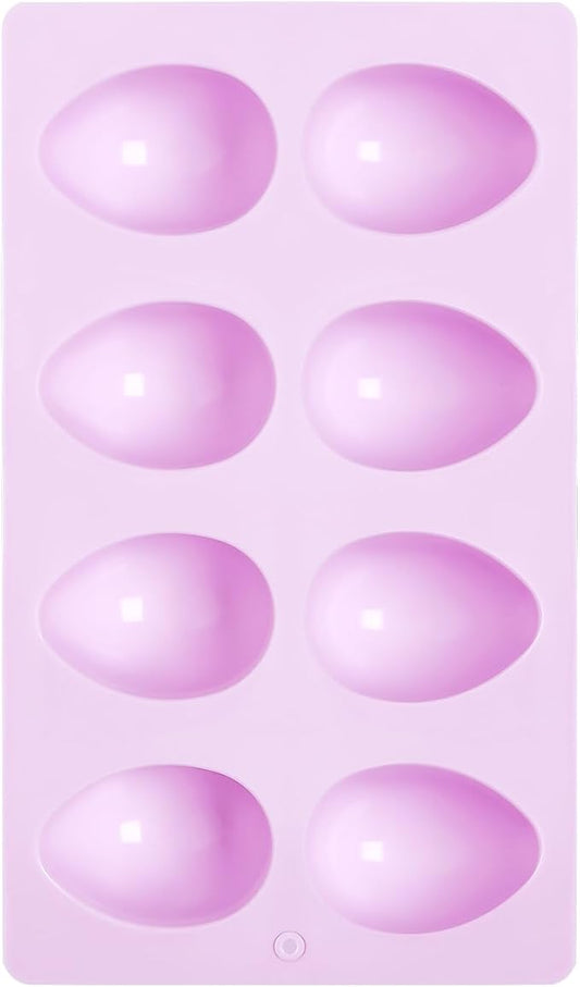 1 Pack Silicone Egg Molds 8 Cavity Easter Silicone Candy Mold 3D Egg-Shaped Silicone Baking Mold for Chocolate, Jello, Mini Cakes, DIY Desserts, Candy, Ice, Pudding, Baking (1, Purple) by Unknown