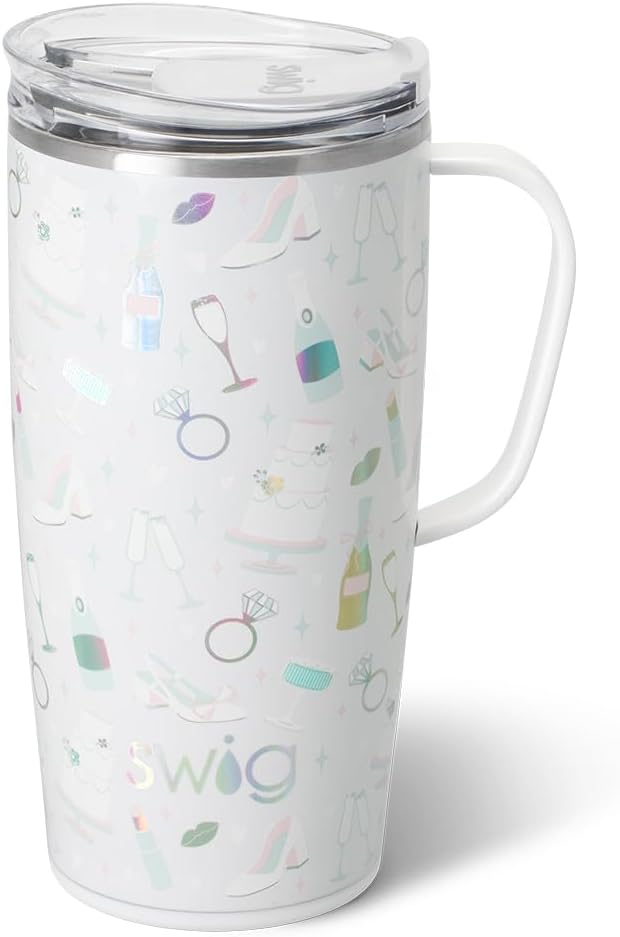 Swig Life 22oz Insulated Travel Mug with Handle & Lid, Bride to Be | Triple Insulated Stainless Steel - Handle & Lid Included - Keeps Coffee Hot or Cold - Cup Holder Friendly by SwigLife
