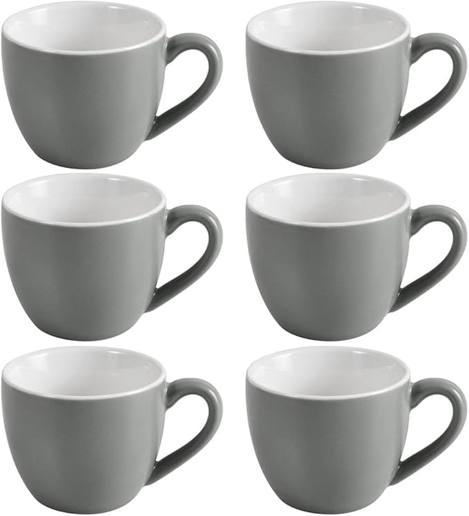 homEdge Mini Porcelain Espresso Cup, 3 Ounces / 90 ml Tiny Coffee Mugs Demitasse for Espresso, Tea- Set of 6, Dark Gray