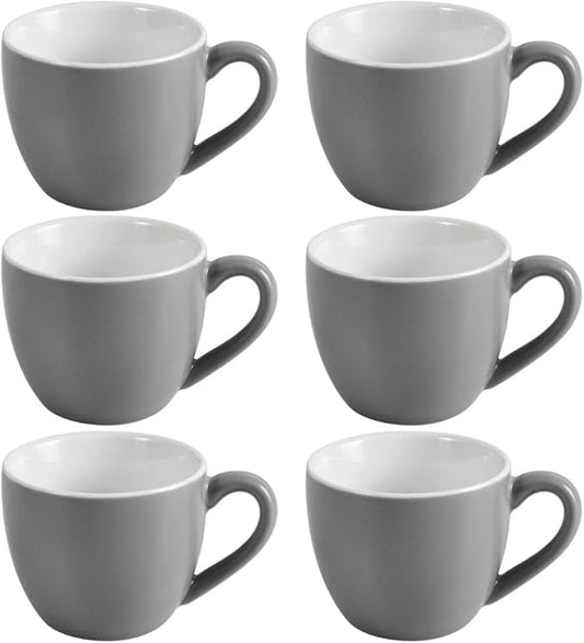 homEdge Mini Porcelain Espresso Cup, 3 Ounces / 90 ml Tiny Coffee Mugs Demitasse for Espresso, Tea- Set of 6, Dark Gray