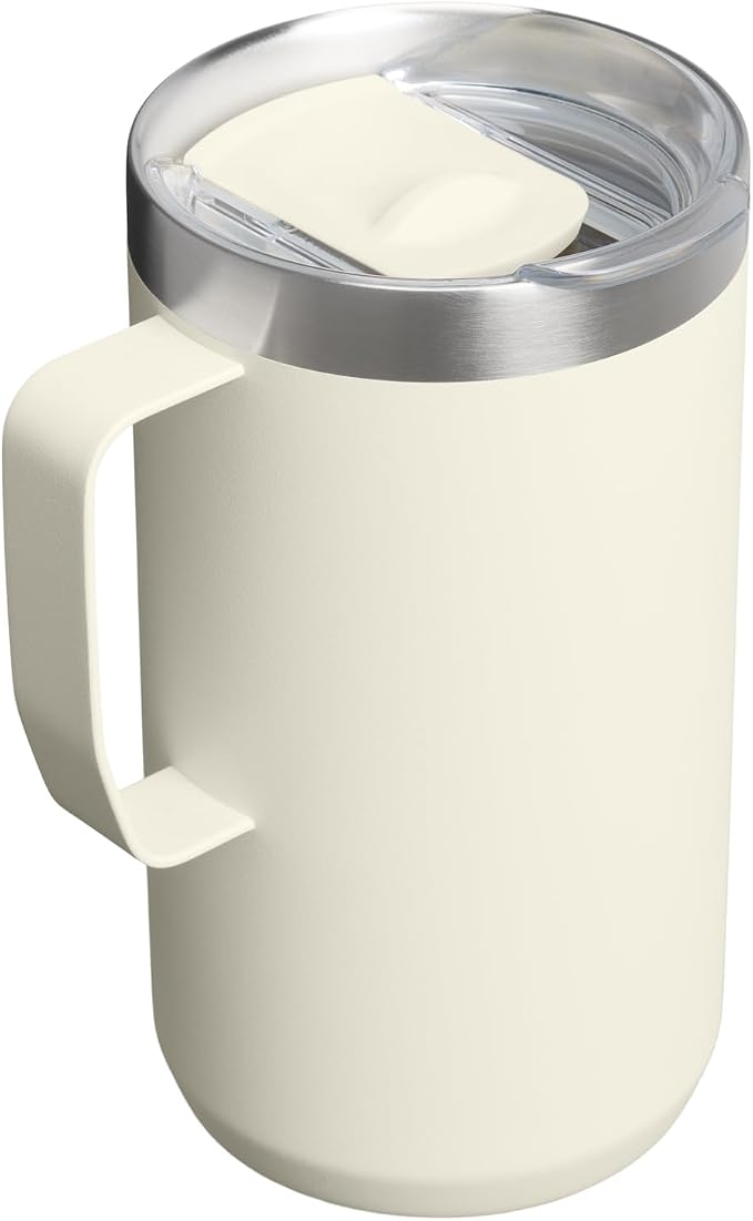 STANLEY Everyday Camp Mug 24oz | Drink Through Lid | Cup for Coffee, Tea and Drinks | Insulated Stainless Steel Coffee Mug | BPA-Free | Cream - Image 3