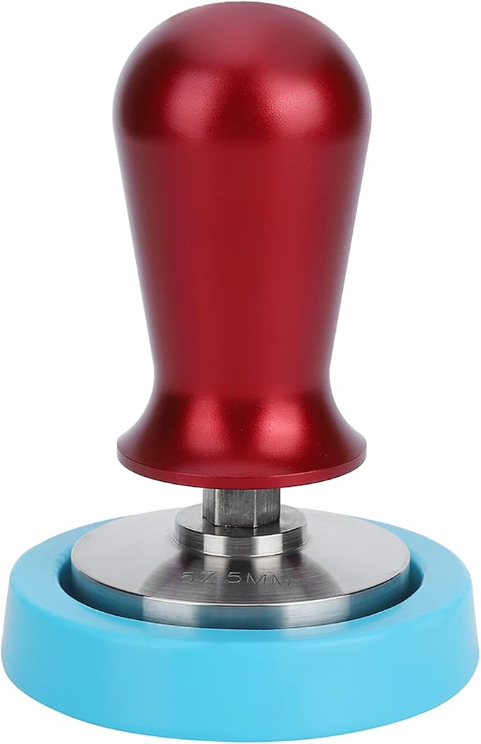 57.5mm less Steel Coffee Tamper, Flat Base Coffee Powder Press Tool with, Heavy Duty Red Tamper for,