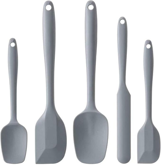 Silicone Spatula Set,5 Piece Food Grade Rubber Spatulas,Grey | Spatulas Silicone Heat Resistant for Baking,Cooking,and Mixing High Heat Resistant Non Stick Dishwasher Safe BPA-Free by Hoewina