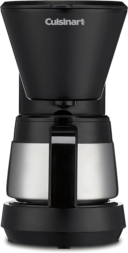 Cuisinart 5-Cup Coffee Maker with Stainless Steel Carafe, Coffee Machine with Removable Water Reservoir, Charcoal Water Filter, 30-Minute Keep Warm, and Brew Pause, DCC-5570NAS, Stainless Steel by Cuisinart