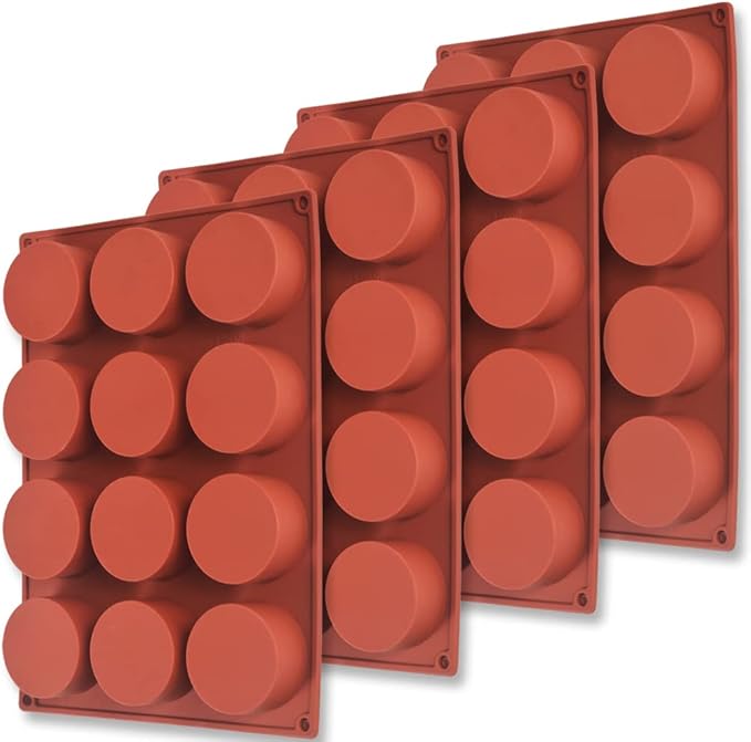 Newk Cylinder Silicone Mold, 4 Packs 12-Cavity Round Cylinder Mold for Cake Pops, Soap Mold, Chocolate Cookie mold, Bath Bomb, Cheesecake, Chocolate Cover Mold