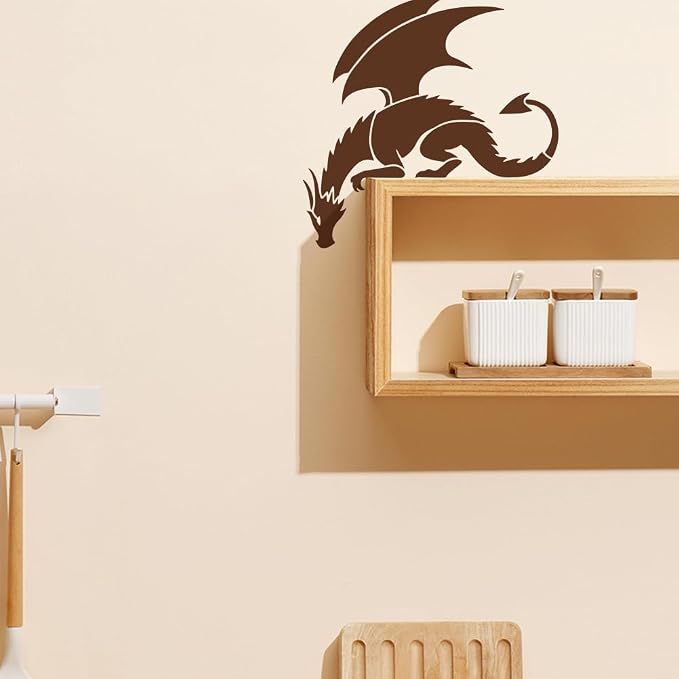 FINGERINSPIRE Dragon Painting Stencil with Paint Brush 11.8x11.8inch Pterosaur Drawing Template Dragon Pattern Stencil Corner Theme Decoration Template for Painting on Wood Wall Fabric Furniture - Image 7