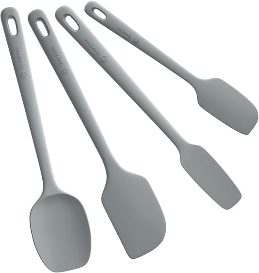 ChefAide 4 Pieces Silicone Spatula Set, Food Grade Rubber Spatula, Upgrade Strong Handle with Ergonomic Grip, Heat Resistant for Nonstick Cookware, Cooking by ChefAide