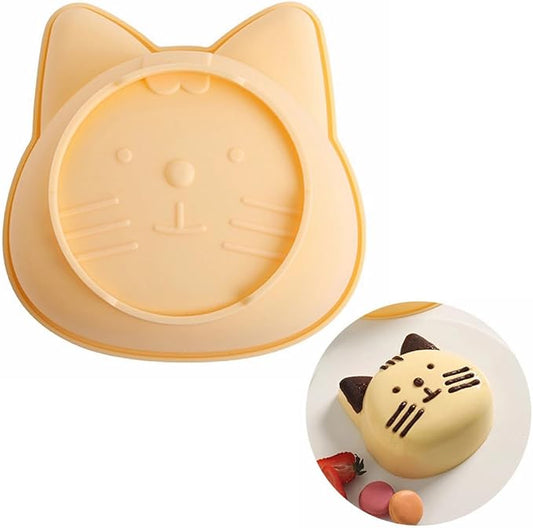 Cute Kitten 6 inch Silicone Cat Cake Mold Pan, Bread Pie Flan Tart Cake Mold, For Birthday Parties Baking, Friends' Dinners. (Yellow Cat)