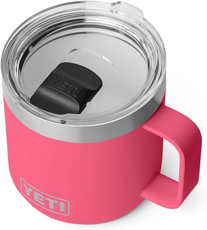 YETI Rambler 14 oz Ceramic Lined Stackable Mug, Vacuum Insulated, Stainless Steel with MagSlider Lid, Tropical Pink by YETI