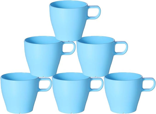 10 oz Coffee Cups Eco-Friendly, Shatter-Resistant Mug with Hanging Ears | Thickened Porcelain-Like Material | Suitable for Both Commercial and Home use(6-pack)(Blue) by GESHUPOR