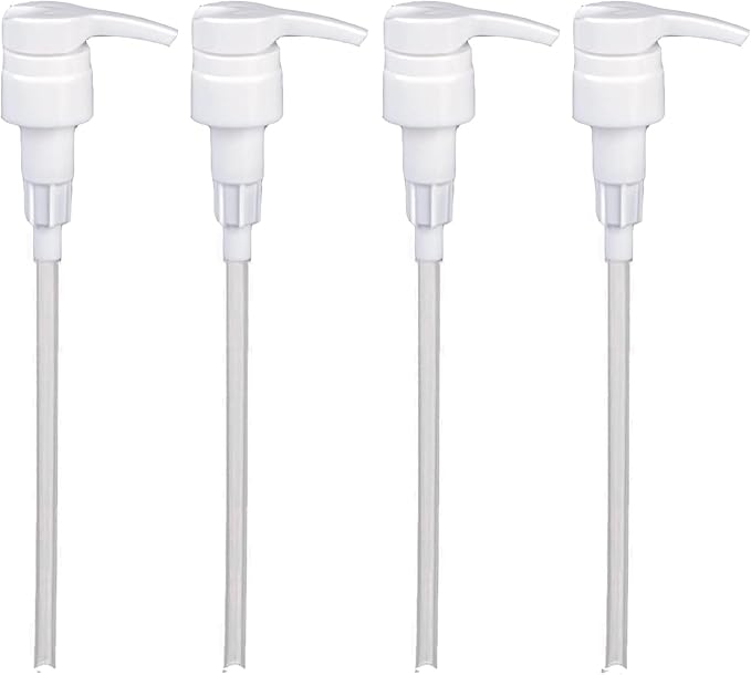 Universal Shampoo/Conditioner Dispenser Pump for Bottles, Leak Proof, Pump Top Fits 1 L/33.8 oz Bottles, 28/410 Neck Size (White - Pack of 4)