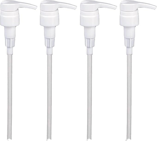 Universal Shampoo/Conditioner Dispenser Pump for Bottles, Leak Proof, Pump Top Fits 1 L/33.8 oz Bottles, 28/410 Neck Size (White - Pack of 4)