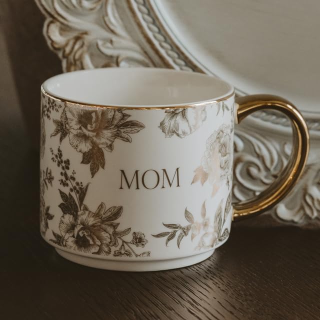 Sweet Water Decor Delft Mom Mug, 14oz Fine Bone China Tea Cup for Hot & Cold Drinks, Gifts for Women, Coffee Mug with Gold Handle & Rim, Gift for Mom's Birthday & Christmas - Image 2