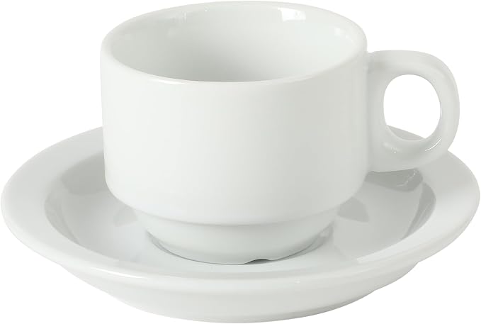 Gibson Home Gracious Dining 3-Ounce Espresso Cups Set of 4, Small Stackable Coffee Cups with 4 Saucers, Metal Stand, Ceramic Demitasse Mugs, Espresso Accessories for Machine - Image 6