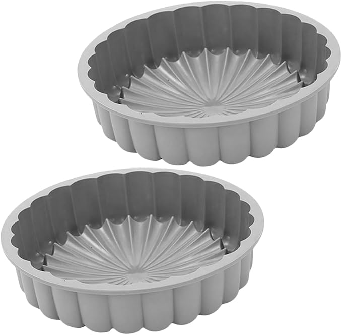 Zerodeko 2pcs Food-grade Silicone Fluted Cake Pan High-temperature Baking for Cheesecakes Tart Pies Shortcakes Elegant Design for Versatile Dessert Creation by Zerodeko