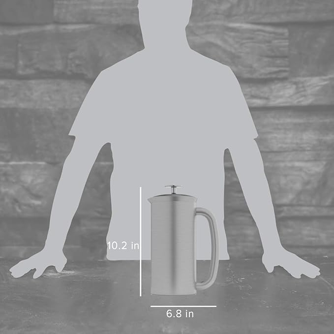 ESPRO P7 French Press Stainless Steel 304 – Patented Double Walled Micro-Filter Insulated French Press Coffee Maker, Grit-Free Brew - Heat Resistant BPA Free (32oz)