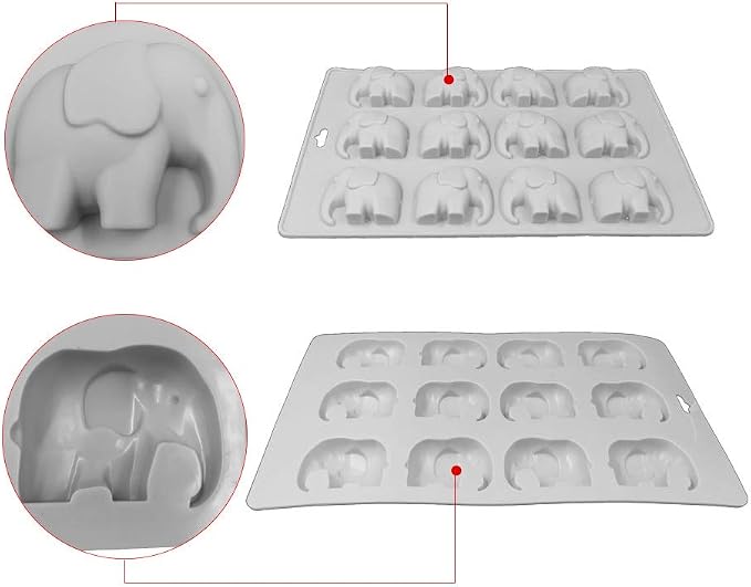 12 Cavities Elephant Chocolate Candy Silicone Mold Gummy Fat Bomb Mould Resin Clay Mini Soap Crayon Mold Ice Cube Tray Cake Cookie Baking Pan for Baby Shower - Image 4