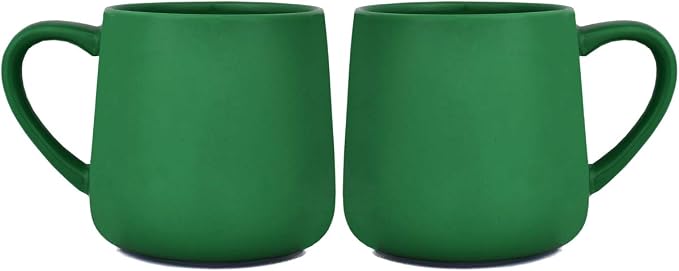 Bosmarlin Glossy Ceramic Coffee Mug, Tea Cup for Office and Home, 18 oz, Suitable for Dishwasher and Microwave(Dark Green, 2) by Bosmarlin