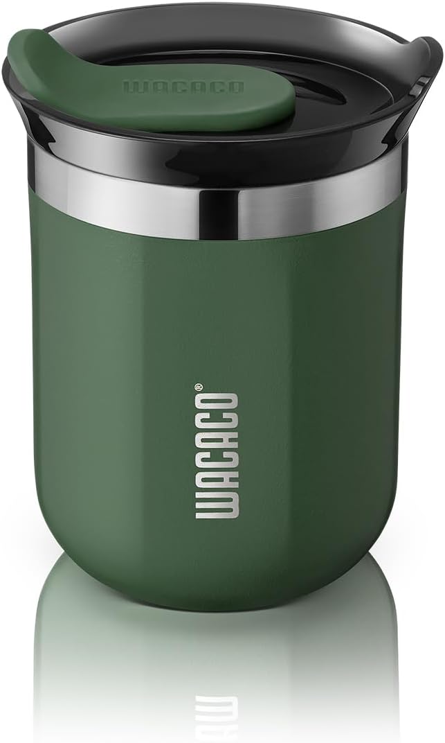 WACACO Octaroma Classico Vacuum Insulated Coffee Mug, Double-wall Stainless Steel Travel Tumbler With Drinking Lid, 6 fl oz (180ml), Pomona Green by WACACO