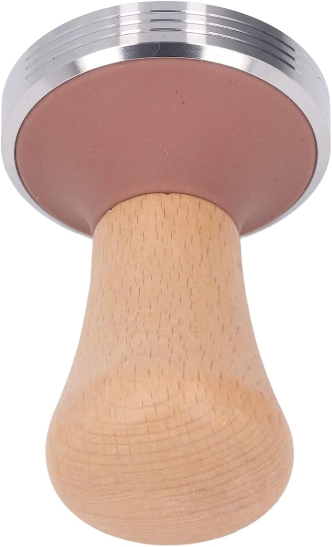 Beech Wood Coffee Tamper, Wooden Handle, Coffee Powder Press, Hammer Mill with Stainless Steel Base for Barista Beginners (51mm)
