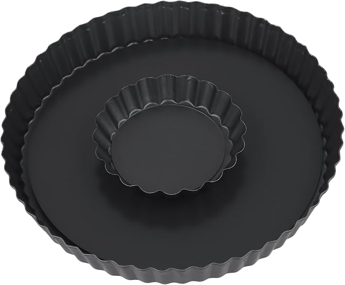 6 Pack 10cm 22cm Fluted Tart Tins with Loose Base, 4" 8.7" Non-Stick Pie Dishes Pans Set with Removable Bottoms, Carbon Steel Quiche Moulds for Quiches, Pies, Pastries - Image 9