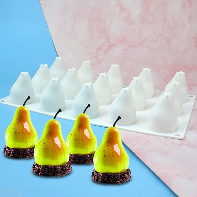 Silicone Mold Baking Pan Non-Stick Baking Pastry Chocolate Cake Dessert DIY Decoration Tools (Pear U_11.8x6.8x0.2 inch)