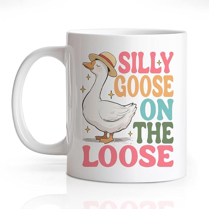 Silly Goose On The Loose Funny 11oz Double-Sided Ceramic Mug, Sarcastic Coffee Mug for Coworker Animal Lover, Silly Goose Cup, Graduation Christmas Birthday Gifts for Sister Friend Coffee Lover by Unknown