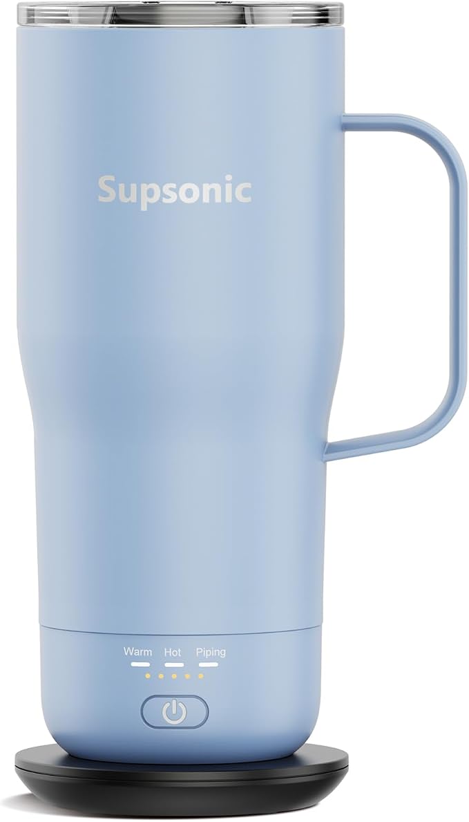 Supsonic Heated Coffee Mug Rechargeable, 20oz Long-Lasting Battery (S3) | Dry-burn protection, 2Hr auto-off, 3-Temp settings, Constant temperature, Inner stainless steel, Warm gift for men women by Supsonic