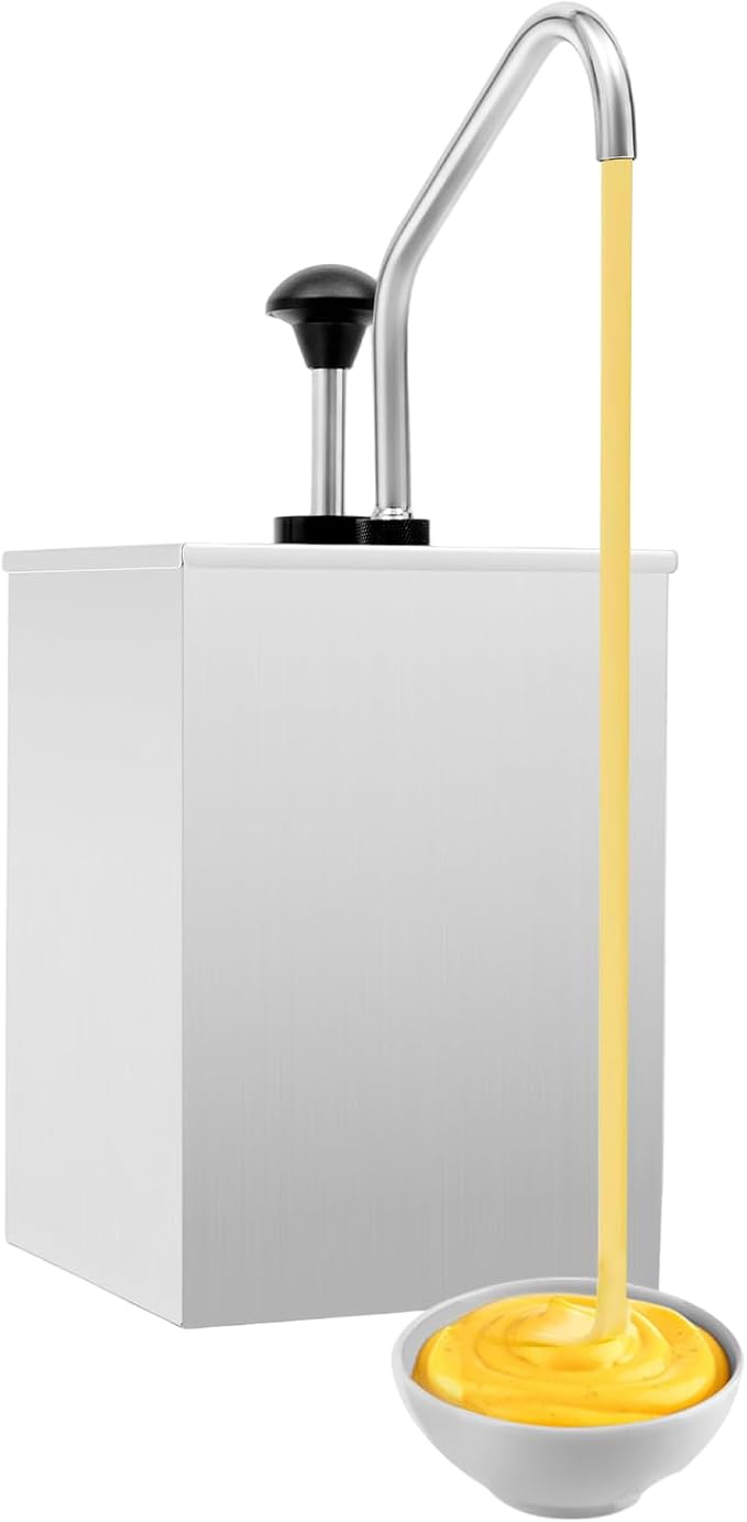 4L Ketchup Pump Dispenser Condiment Pump Dispenser Stainless Steel Sauce Dispenser Pump for Sauce, Honey, Syrup, Soy Sauce, Mustard, Cheese